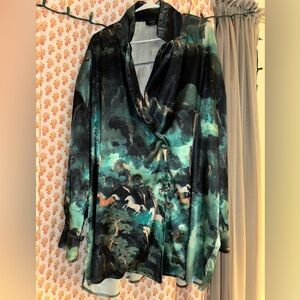 TOP ONLY Mystic Mustang Jacquard Satin Top